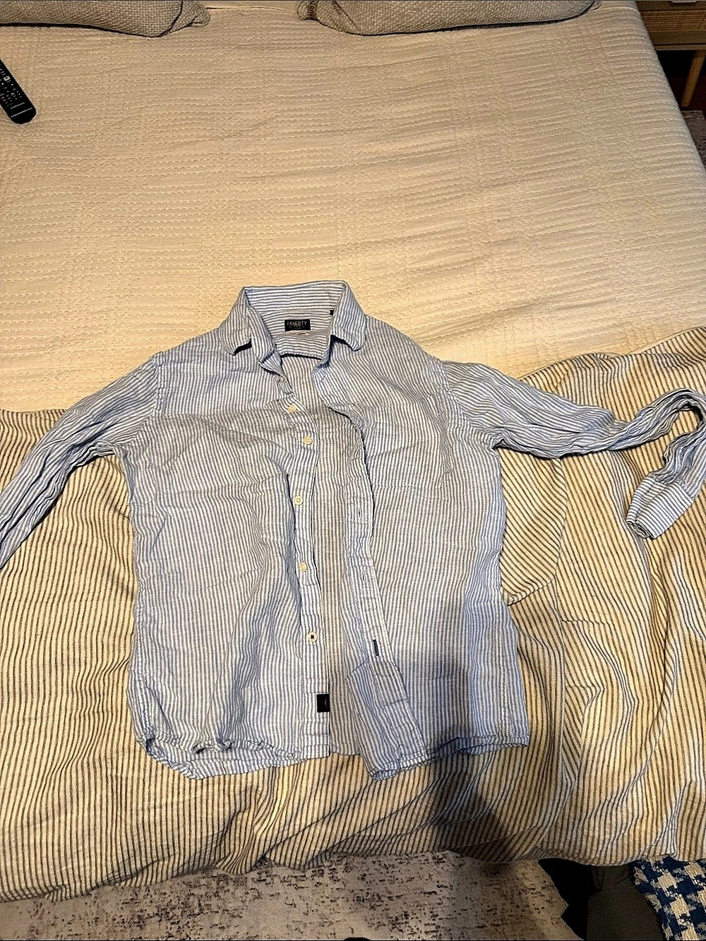 Faherty Reserve Pure Linen Stripe Button-Up Shirt Striped Linen Button